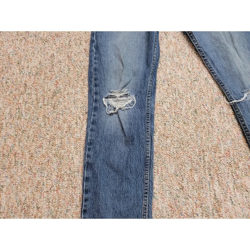Levis 502 Regular Taper Jeans Mens 30x30 Blue Distressed Denim Pants
